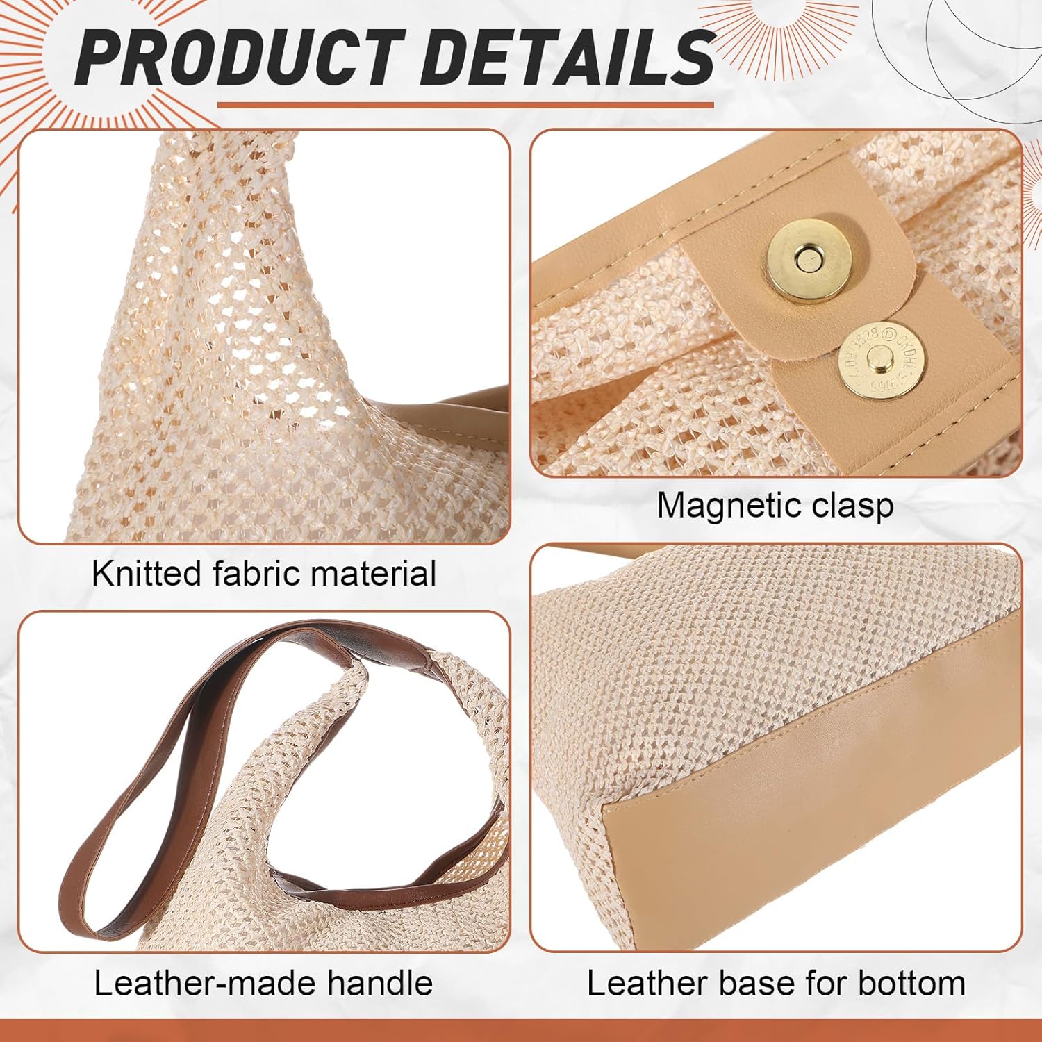 8 Pieces Large Tote Bags Bulk, Straw Tote Bag Summer Woven Beach Tote with Pocket Bag, for Women Shopping Bridesmaid Gift Bags - Image 5