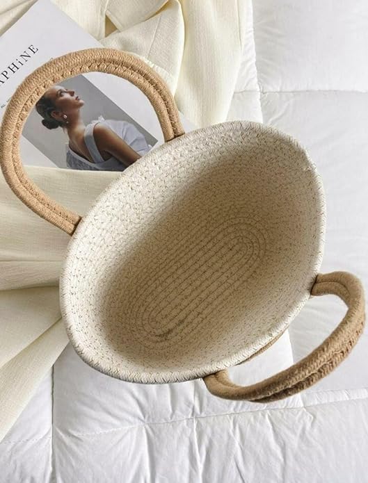 AOU Attractive Hand Bag | Large Tote | Summer Bucket | Bamboo Beach Basket for Women | Boho Handbag | Jute Handmade - Image 4