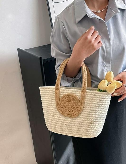 AOU Boho Jute Tote Bag for Women |Beach Bag with Handles | Summer Bucket Bag for Vacation, Cruise, Travel, Pool, Daily Use - Image 6