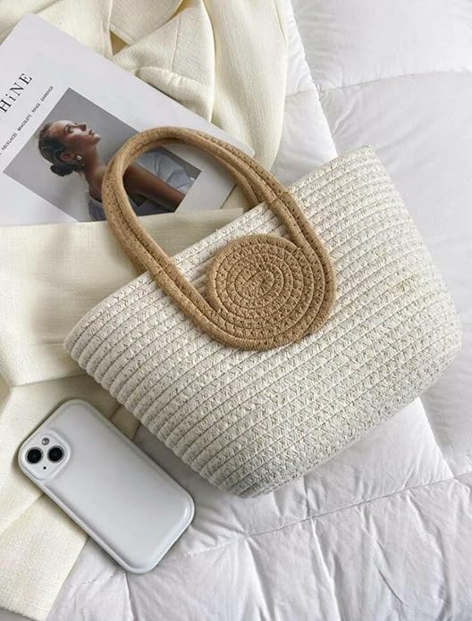 AOU Boho Jute Tote Bag for Women |Beach Bag with Handles | Summer Bucket Bag for Vacation, Cruise, Travel, Pool, Daily Use - Image 5