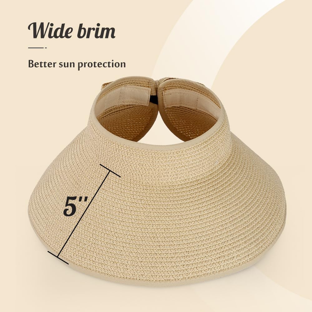Bamboo Purse Women's Natural Tote Straw Purse Foldable Straw Sun Visor Hats for Women, Beach Bamboo Bag Summer Outdoor - Image 4