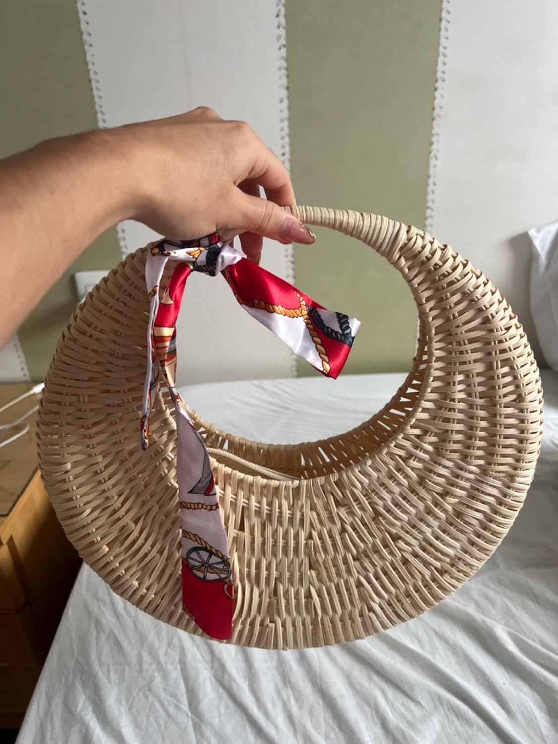 Barabum Rattan Handbag Handmade Large Tote Bag Straw Beach Bag,Beach Purse for women - Image 6