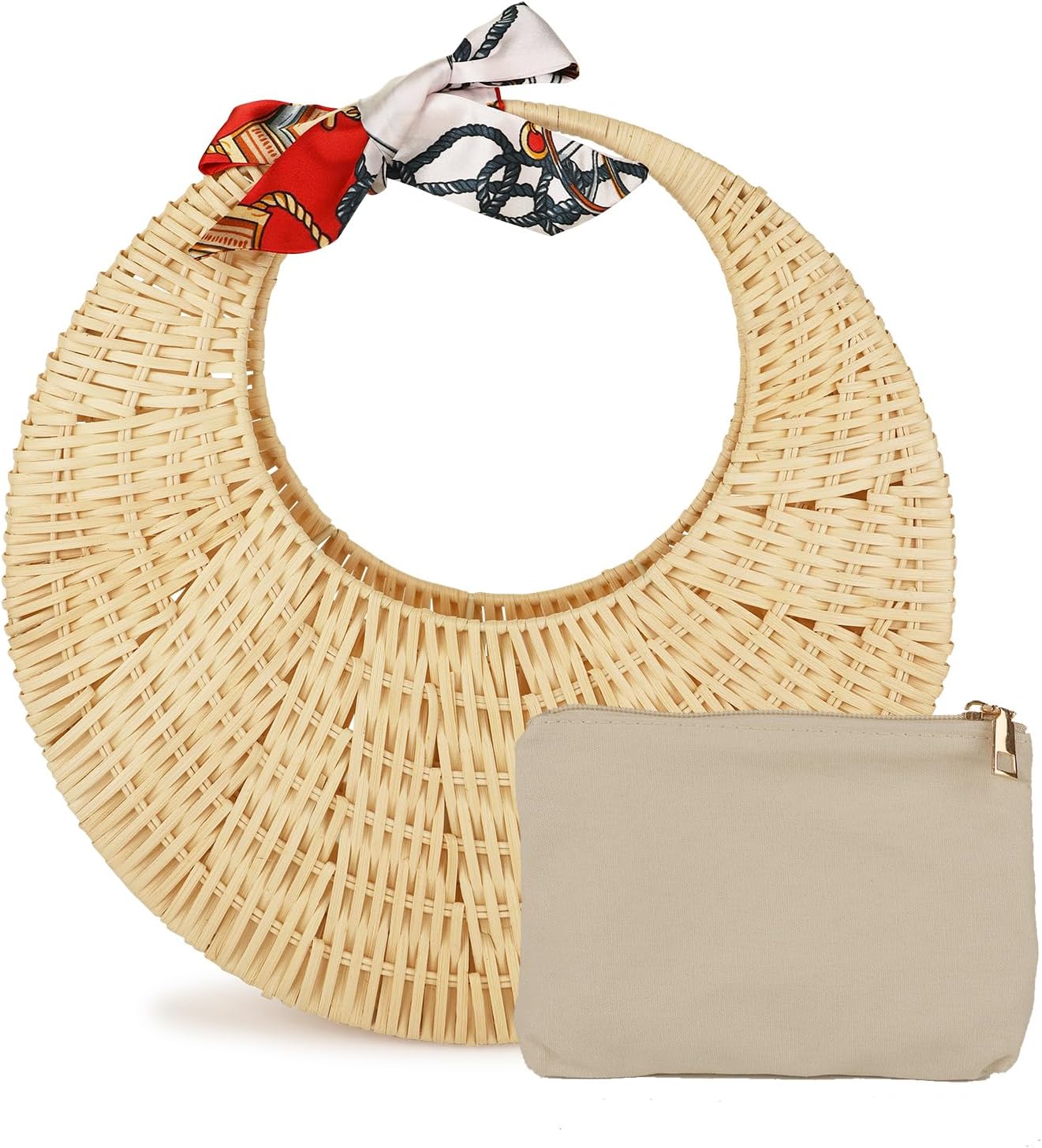 Barabum Rattan Handbag Handmade Large Tote Bag Straw Beach Bag,Beach Purse for women