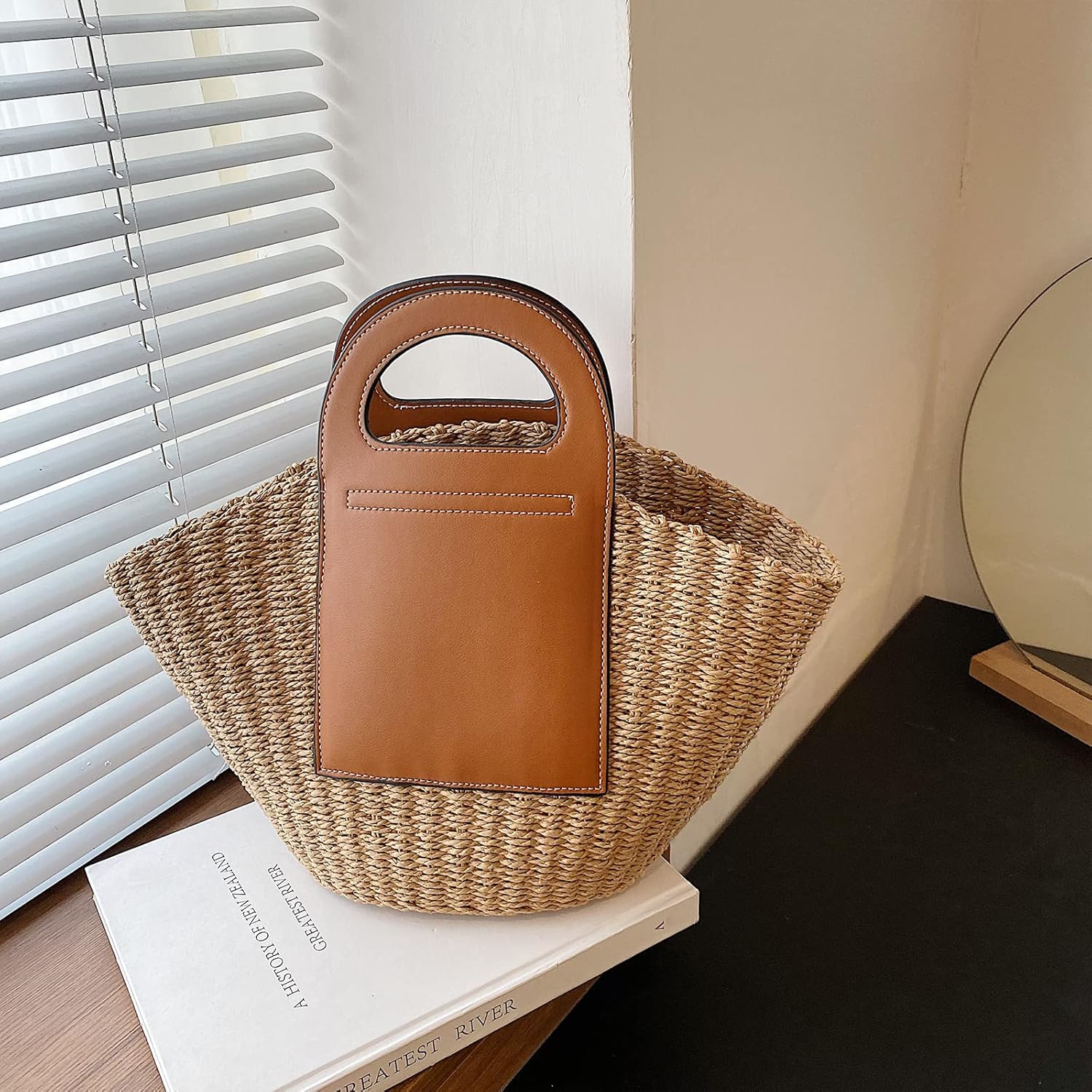 Beach Bag Tote Bag Designer Handbags Khaki - Image 5