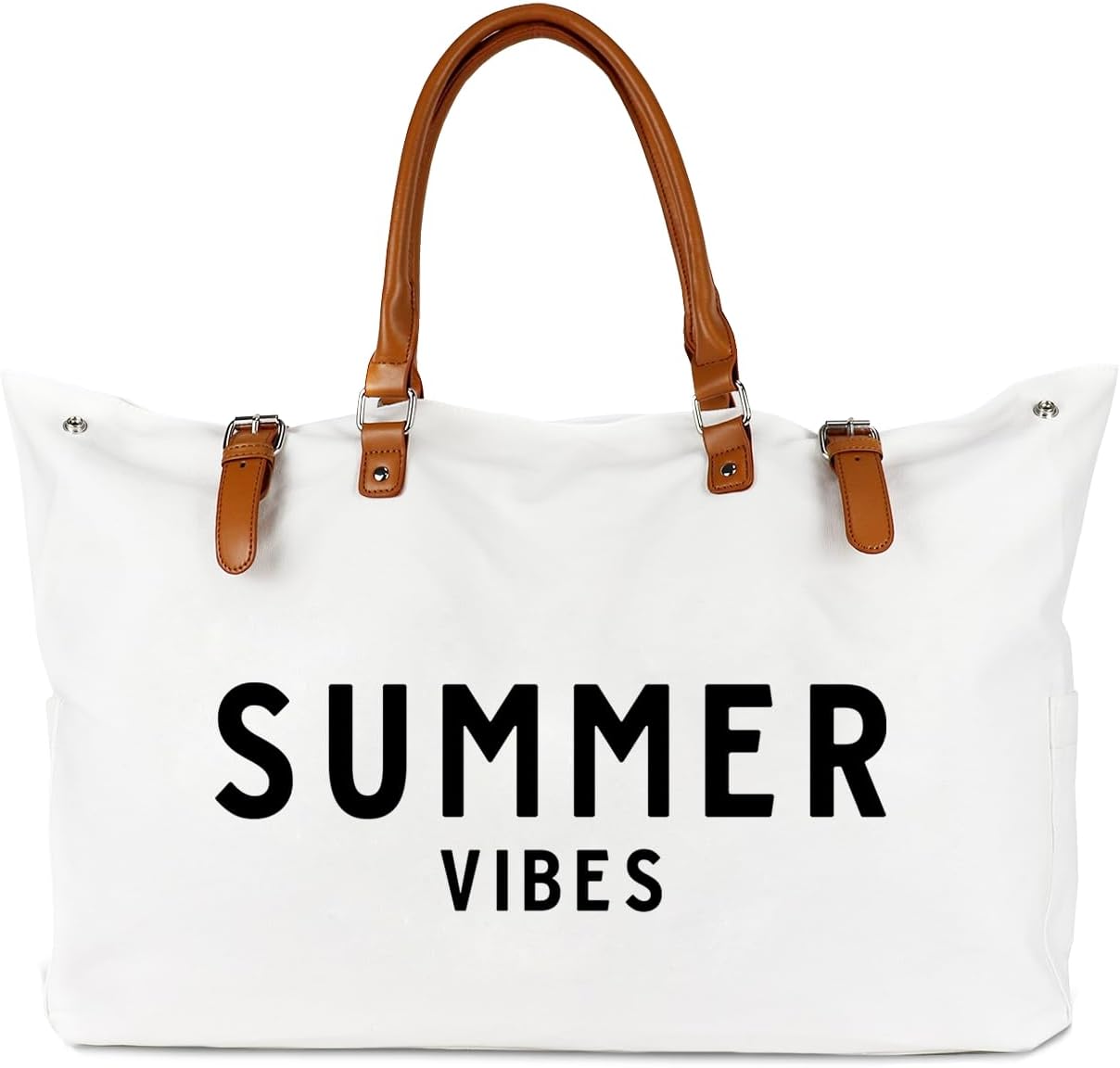 Beach Bag with Vegan Leather Handle, Extra Large Beach Bag for Women Waterproof Sandproof, White - Image 16