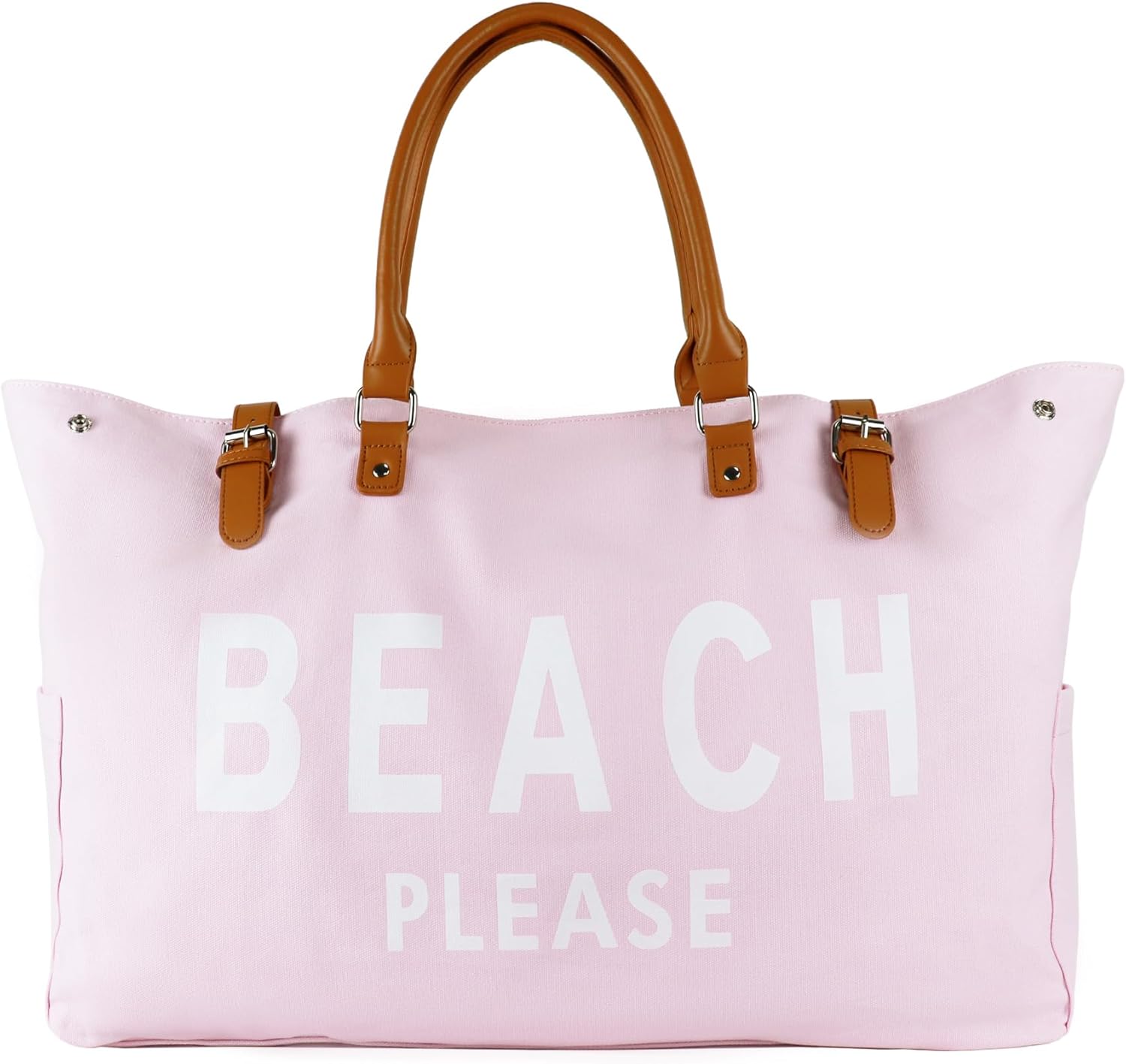 Beach Bag with Vegan Leather Handle, Extra Large Beach Bag for Women Waterproof Sandproof, White - Image 10