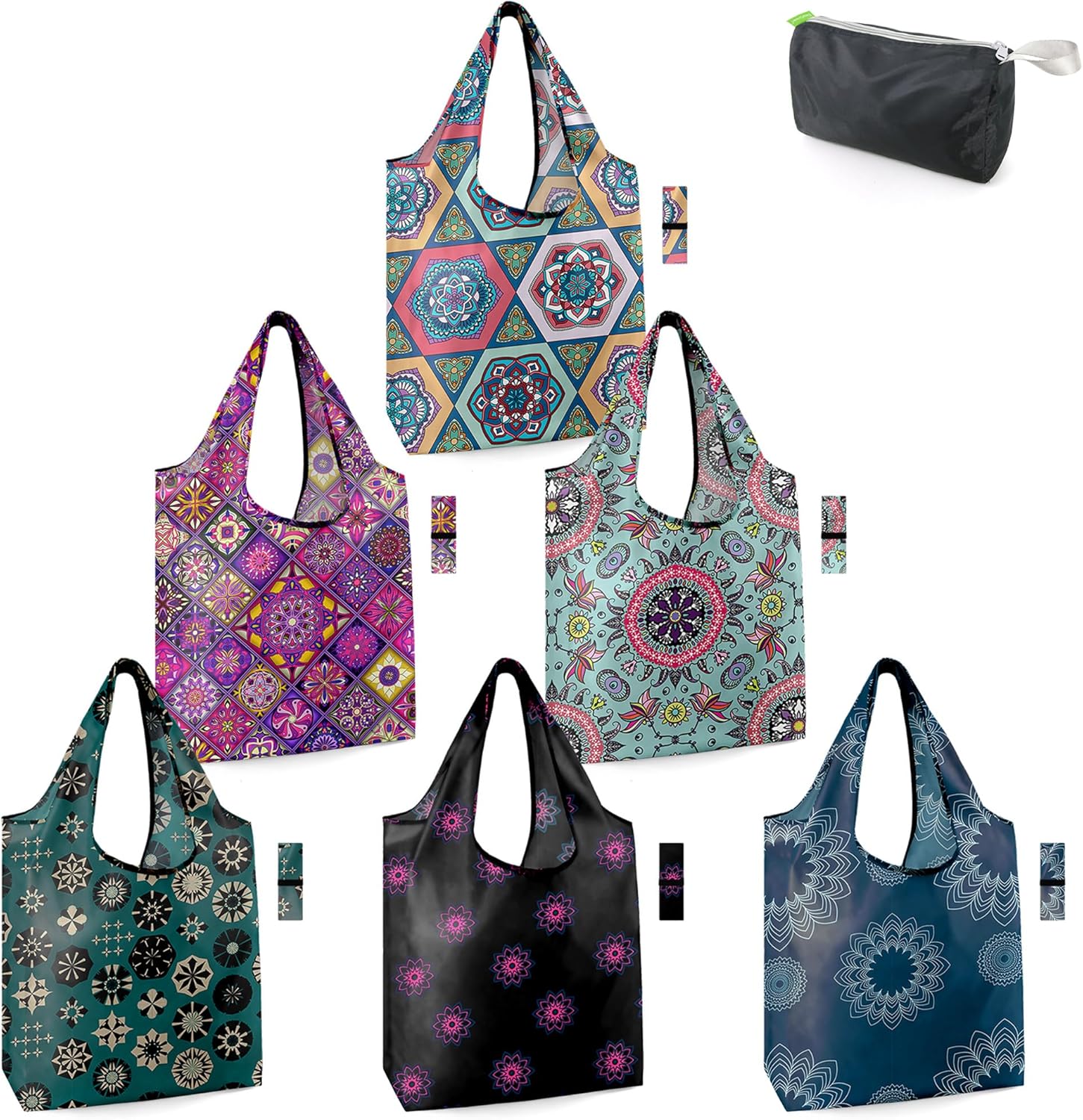 BeeGreen Reusable Grocery Bags Shopping Bags for Women Ocean Animals i##e##s: Sea Turtle ^^ Lovers Gifts ^^ Bulk 6 Pack ^^ 50LBS ^^ X-Large ^^ Shells ^^ Seal ^^ Mermaid Scale ^^ Whale :i##e##s - Image 46