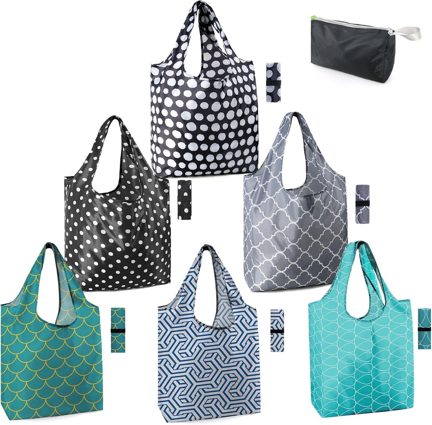 BeeGreen Reusable Grocery Bags Shopping Bags for Women Ocean Animals i##e##s: Sea Turtle ^^ Lovers Gifts ^^ Bulk 6 Pack ^^ 50LBS ^^ X-Large ^^ Shells ^^ Seal ^^ Mermaid Scale ^^ Whale :i##e##s - Image 29