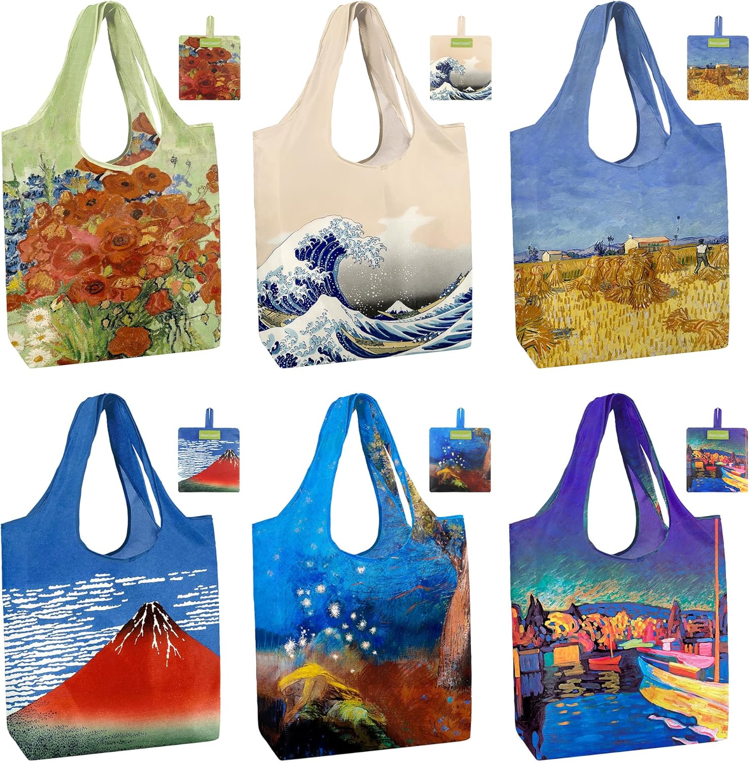BeeGreen Reusable Grocery Bags Shopping Bags for Women Ocean Animals i##e##s: Sea Turtle ^^ Lovers Gifts ^^ Bulk 6 Pack ^^ 50LBS ^^ X-Large ^^ Shells ^^ Seal ^^ Mermaid Scale ^^ Whale :i##e##s - Image 23
