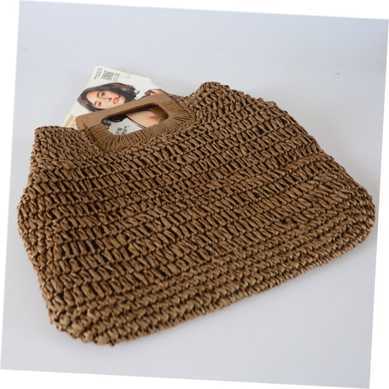 BESTYASH Women Vintage Straw Woven Handbag Khaki Summer Beach Tote with Handle Capacity Straw Beach Bag for - Image 3