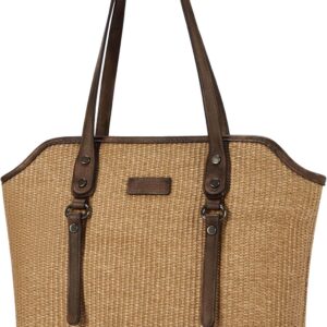 Blucoay Straw Tote Bag for Women,Tote Purses for Women With Zip Pockets,Summer Beach Shoulder Bags for Daily,Travel,Work