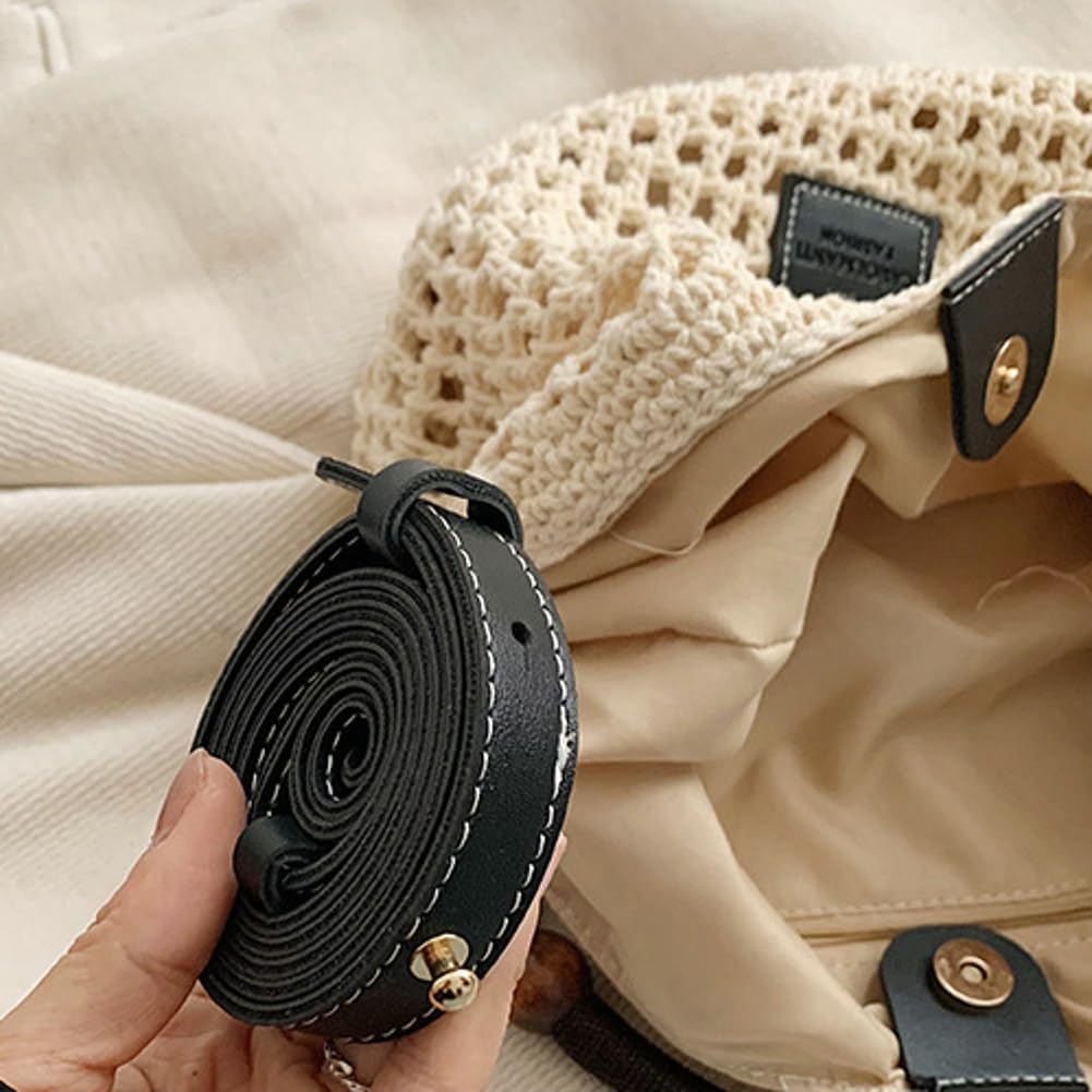 Bohemia Woven Straw Bag for Women Macrame Shoulder Tote Bags Crossbody Purses Summer Beach Top-Handle Bag for Travel Shopping - Image 4