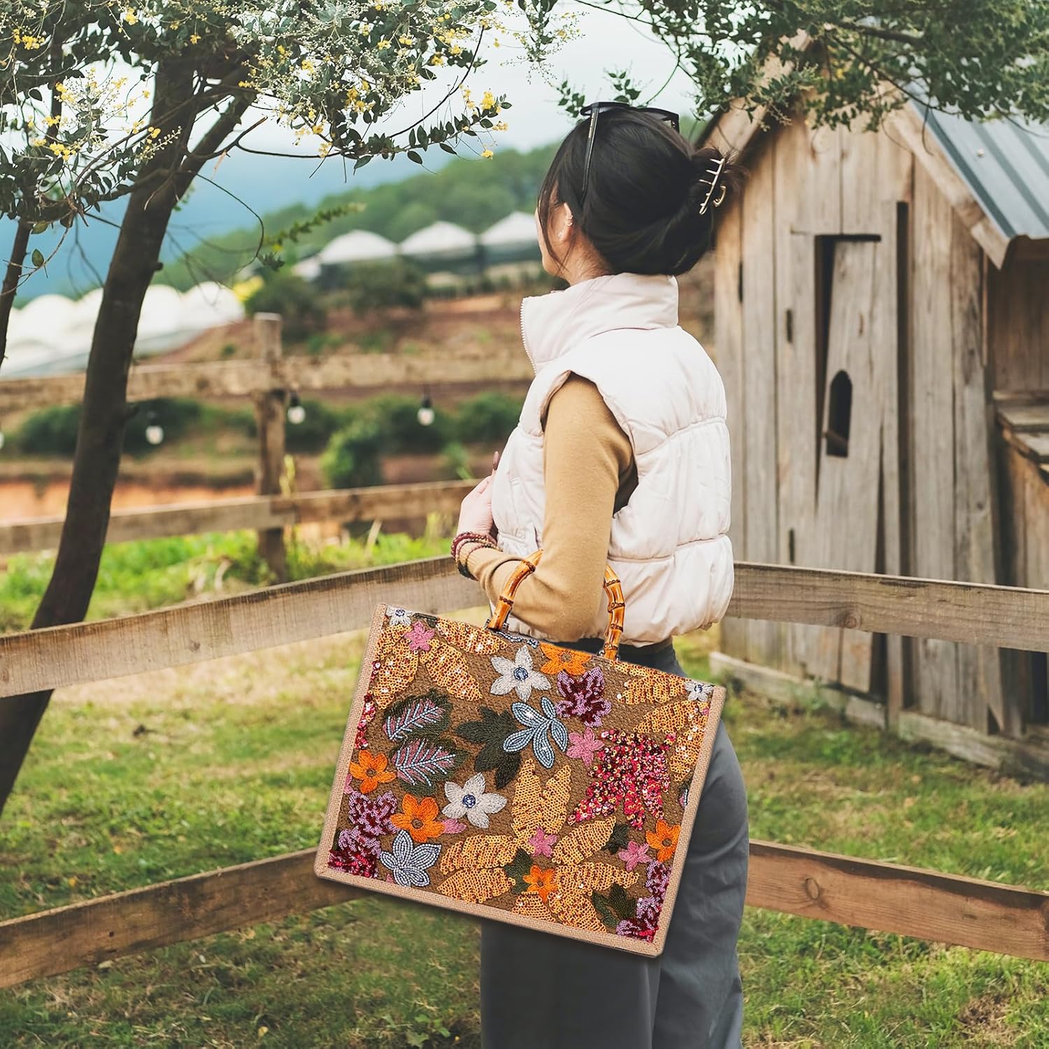 Bohemian Handbag Tote Bag Shoulder Bag Beach Bag for Women - Image 6