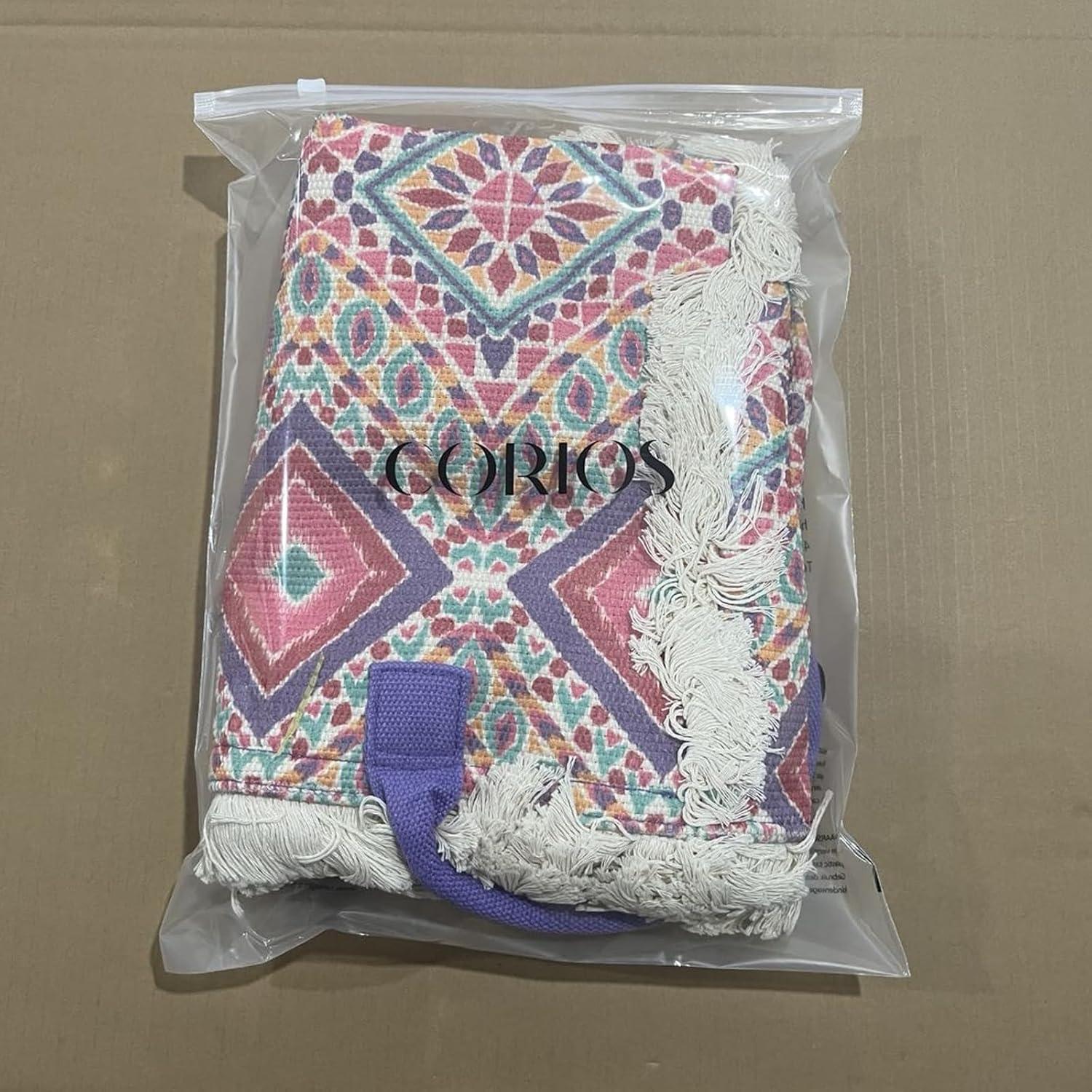 CORIOS Women Canvas Handbag Ethnic Style Tote Bag Retro Shoulder Bag with Tassels Summer Beach Bag Bohemian Top Handle Bag - Image 7