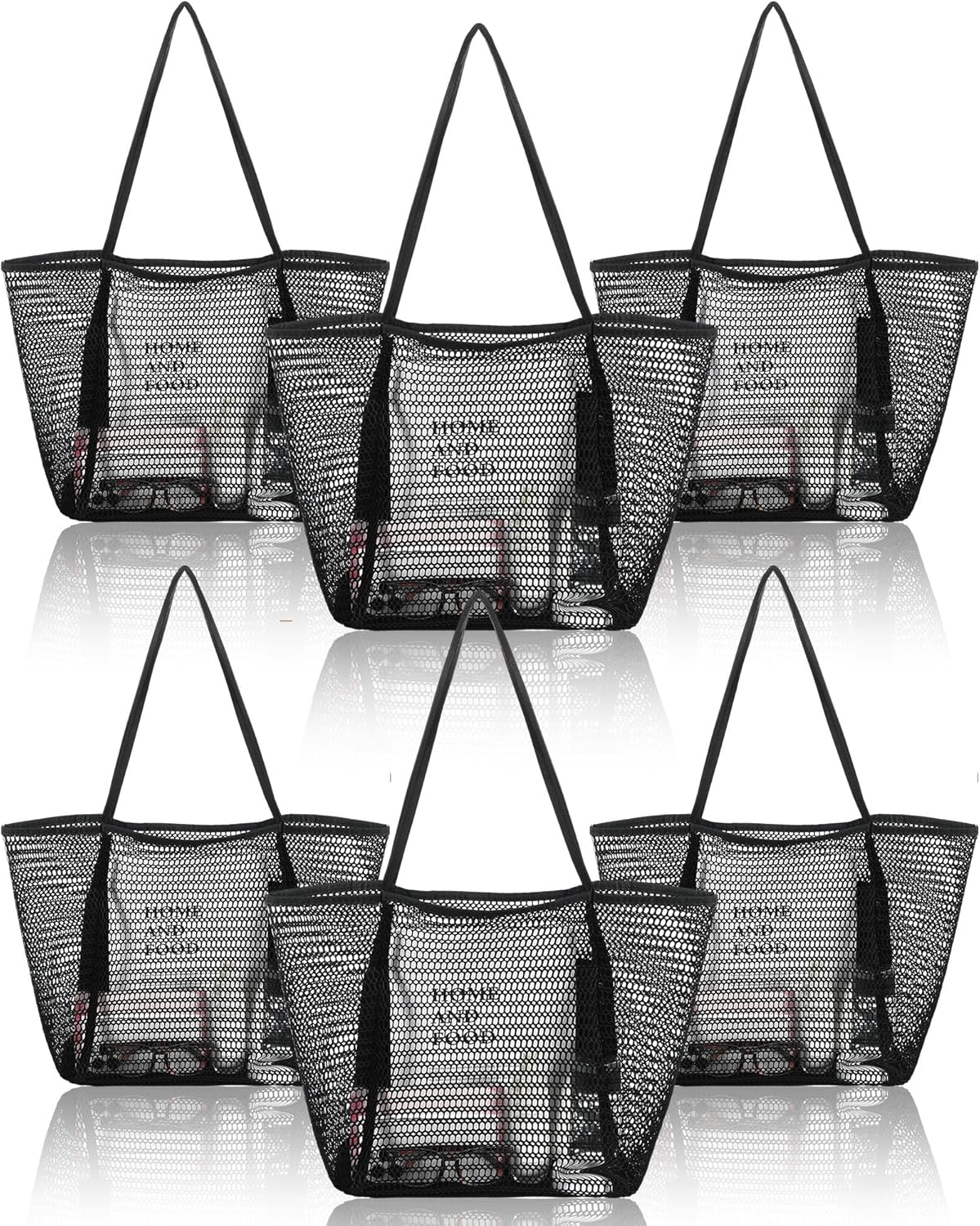 Cunno 6 Pieces Mesh Beach Tote Bag for Women Summer Waterproof Sandproof Shoulder Bag for Travel Vacation Shopping Picnic - Image 8