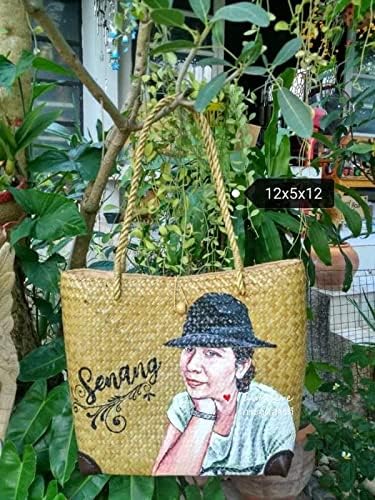 Custom, Made To your Own Order Portrait Painting Woven Straw Bags Summer Beach Tote Bag for Women 100% Handmade (A06) - Image 5