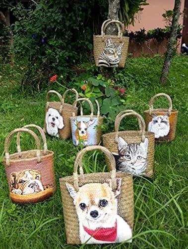 Custom, Made To your Own Order Portrait Painting Woven Straw Bags Summer Beach Tote Bag for Women 100% Handmade (A09) - Image 8