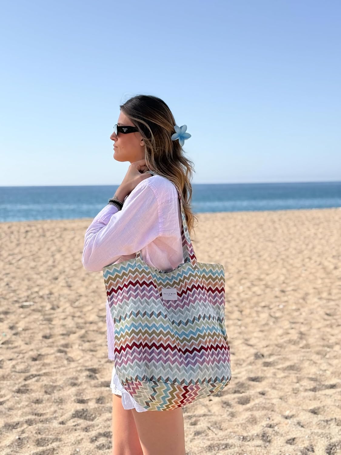 DE LA MUR LINE LARGE BOHO TOTE BAG for WOMEN \u2013 Animal Free Shoulder Bag \u2013 Boho Hippie Purse for Beach, Work & Daily Use - Image 5