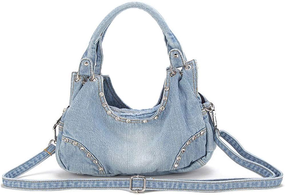 Donalworld Women Cute Flower Jeans Denim Tote Handbags