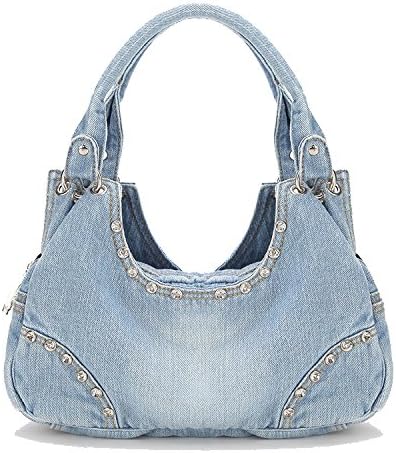 Donalworld Women Cute Flower Jeans Denim Tote Handbags - Image 7