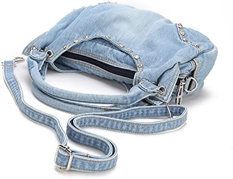 Donalworld Women Cute Flower Jeans Denim Tote Handbags - Image 6