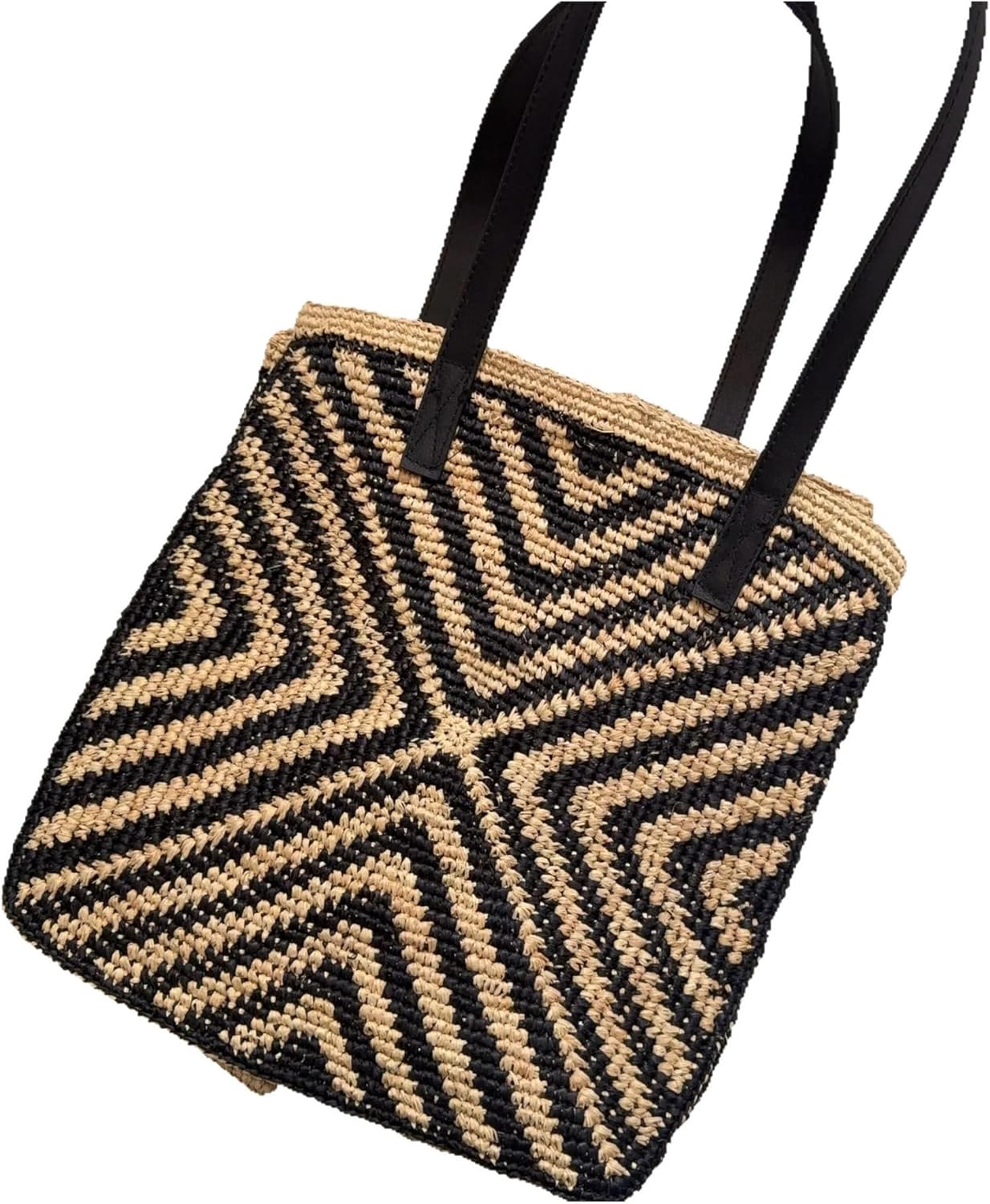 EPANO Trendy Women Woven Shoulder Bag Summer Hollow Out Straw Hand-held Bags Tote Bag Large Capacity Beach Vacation Shopping Bags - Image 2