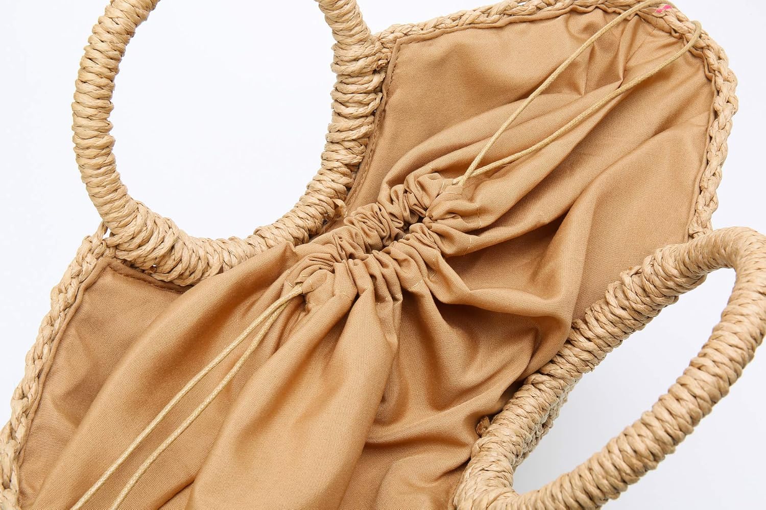 Epsion Womens Large Straw Beach Tote Bag Hobo Summer Handwoven Bags Purse wth Pom Poms - Image 5