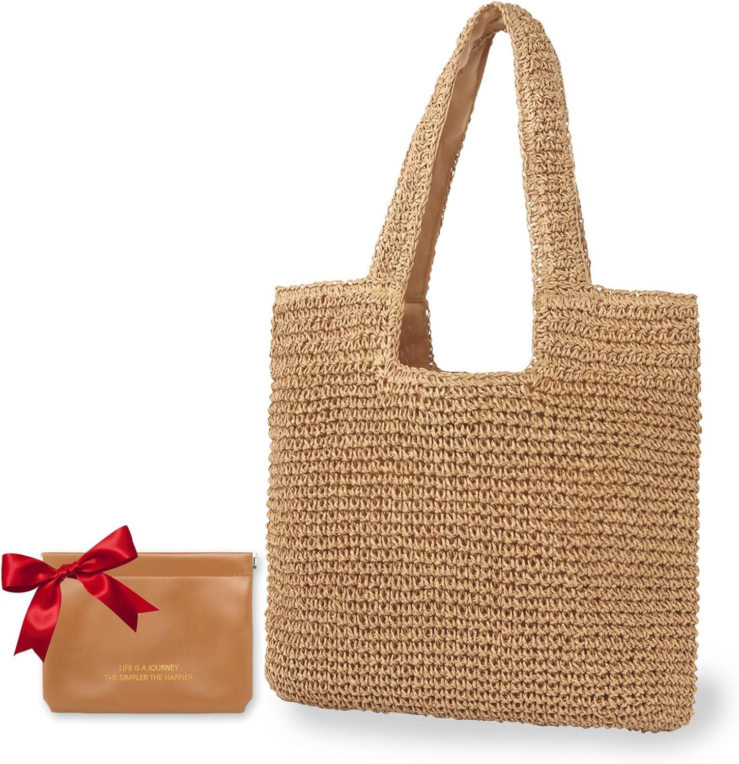 GERYUAEG Large Straw Beach Bag for Women with Coin Purse, Woven Tote Bag Summer bag Travel Shoulder Handbag - Image 8