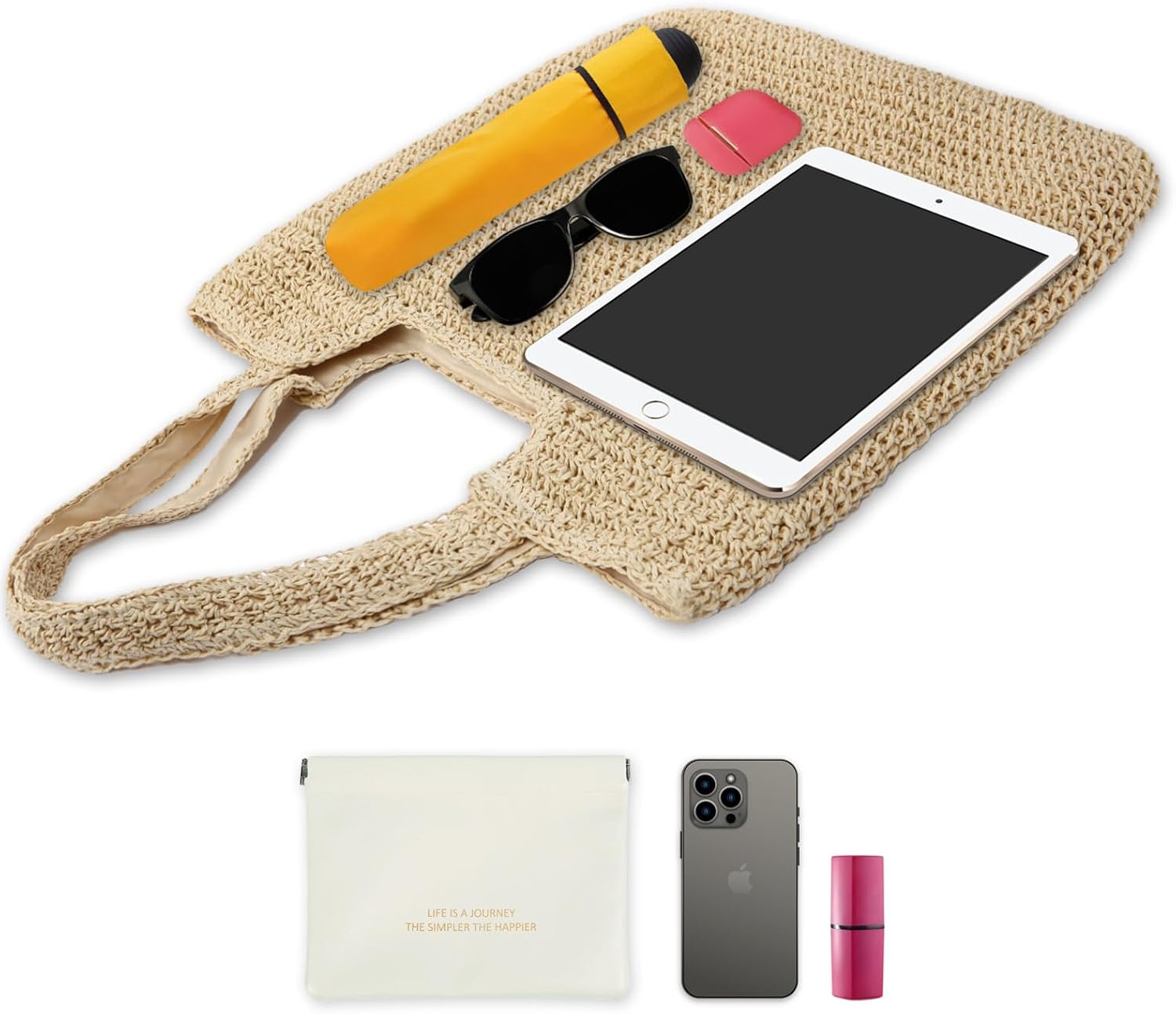 GERYUAEG Large Straw Beach Bag for Women with Coin Purse, Woven Tote Bag Summer bag Travel Shoulder Handbag - Image 7