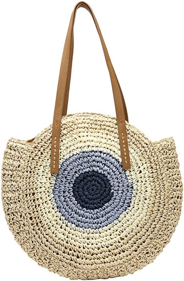 GL-Turelifes Round Summer Straw Bag Big Weave Handbags Beach Shoulder Bags Vocation Tote HandbagsTravel Bag for Women - Image 12