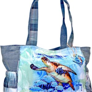 Guy Harvey Blue Ocean Sea Turtle Tote Bag
