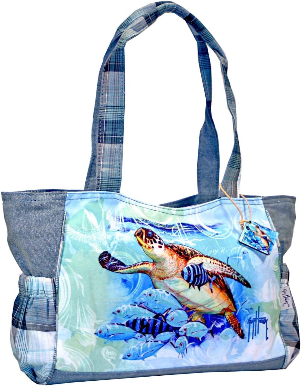Guy Harvey Blue Ocean Sea Turtle Tote Bag