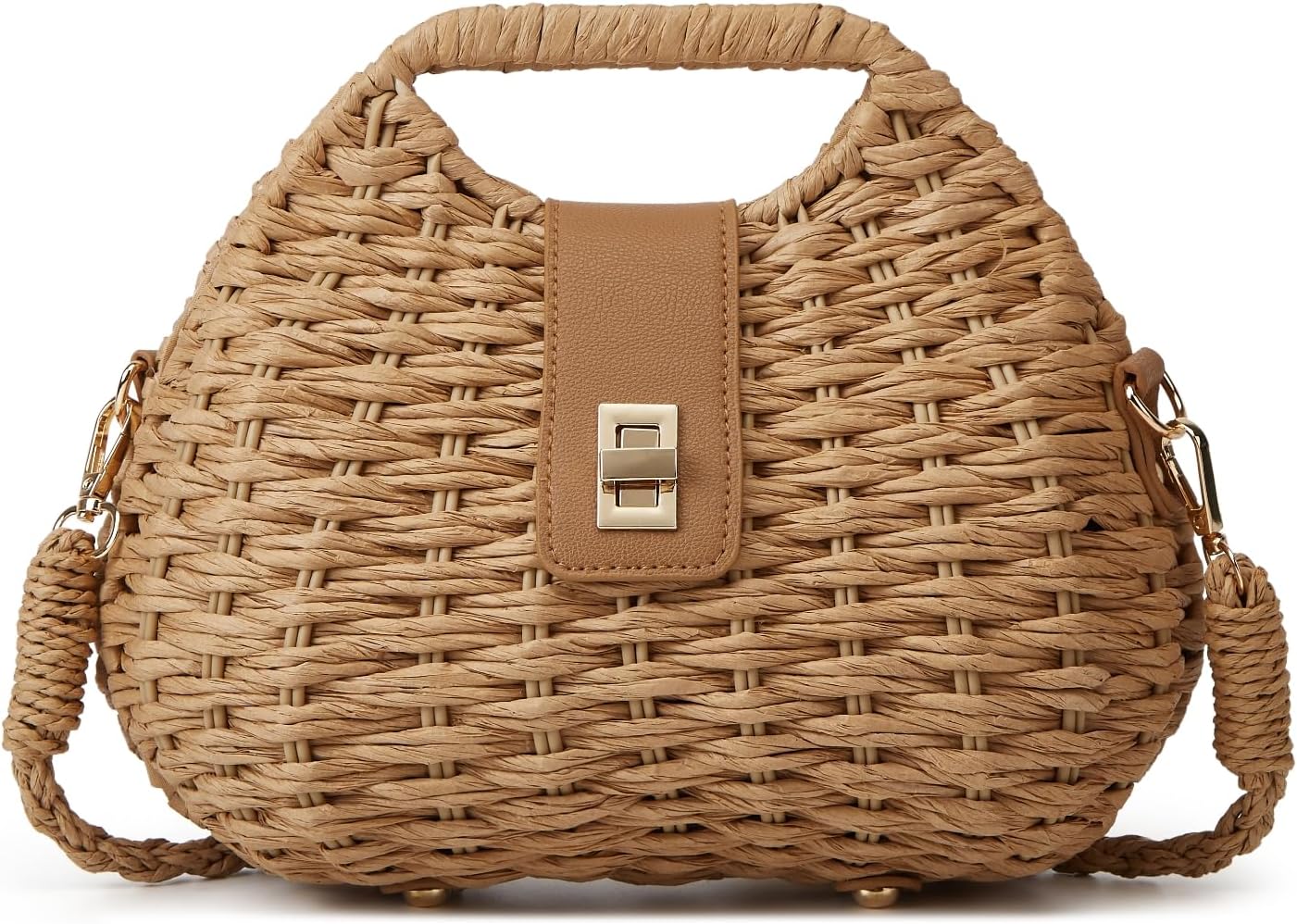 Handmade Straw Woven Bag Beach Clutch Purses Women Vacation Shell Shoulder Crossbody Summer Dumpling Handbag Basket Tote