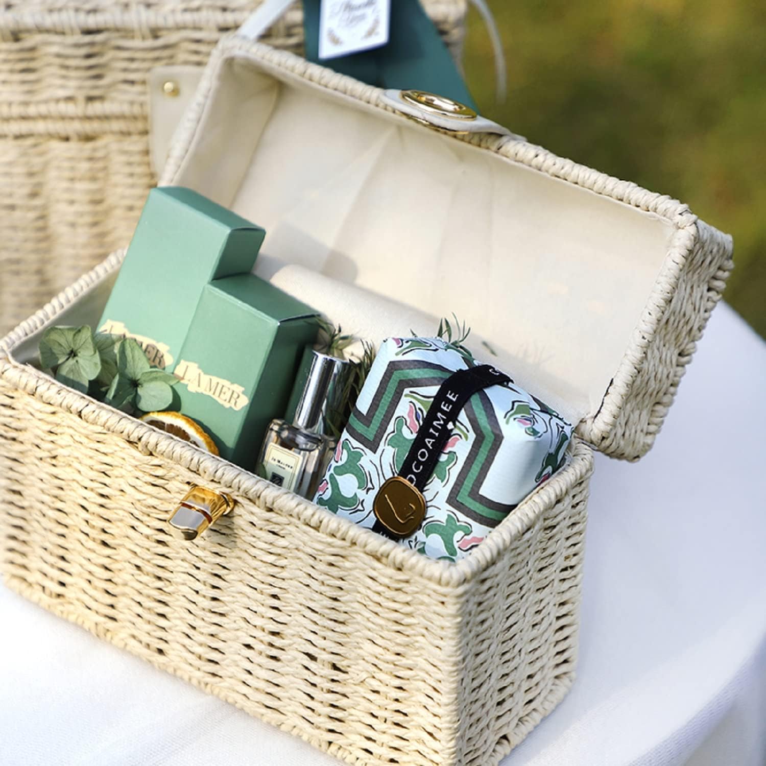 Handwoven Rattan vintage purse Bag Natural Chic Casual Handbag Beach Sea tote Basket Straw vacation Bag (Beige) - Image 2