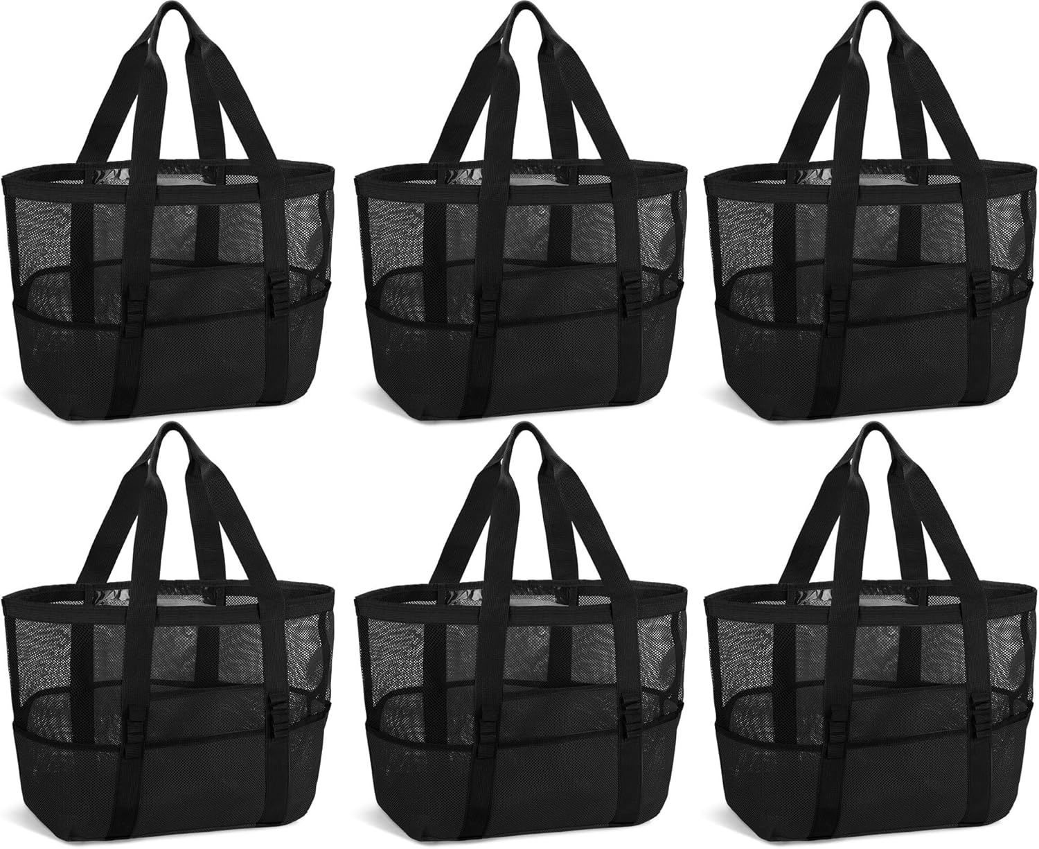 Hillban Large Mesh Beach Bag Tote Waterproof Lightweight Summer for Pool Travel Market Outdoor Camping(Sky Blue,6 Pcs) - Image 8