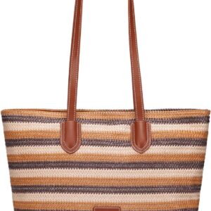 HKCLUF Tote Bag for Women,Woven Shoulder Bag for Woman Vegan Leather Hobo Purse Satchel Handbags With Zipper Pockets