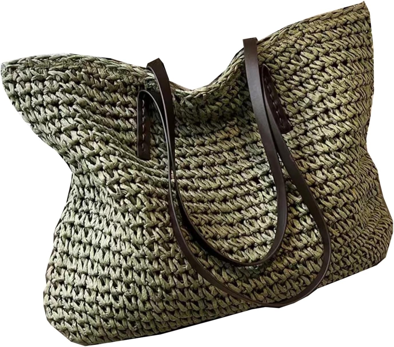 HYEFOMW Women's Large Capacity 2024 Spring And Summer Versatile Woven Shoulder Bag Commuter Straw Tote Bag(A) - Image 3