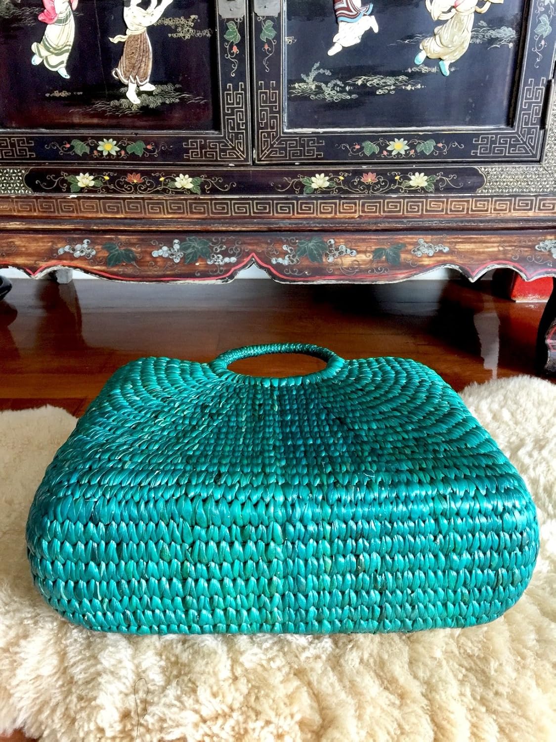 InfinityLoveCo Green Straw Bag,Straw Basket Tote,Straw Basket Bag,Market Basket Bags,Summer Straw Bag,Straw Basket Purse,Straw Tote Beach Bag,Straw Tote - Image 4