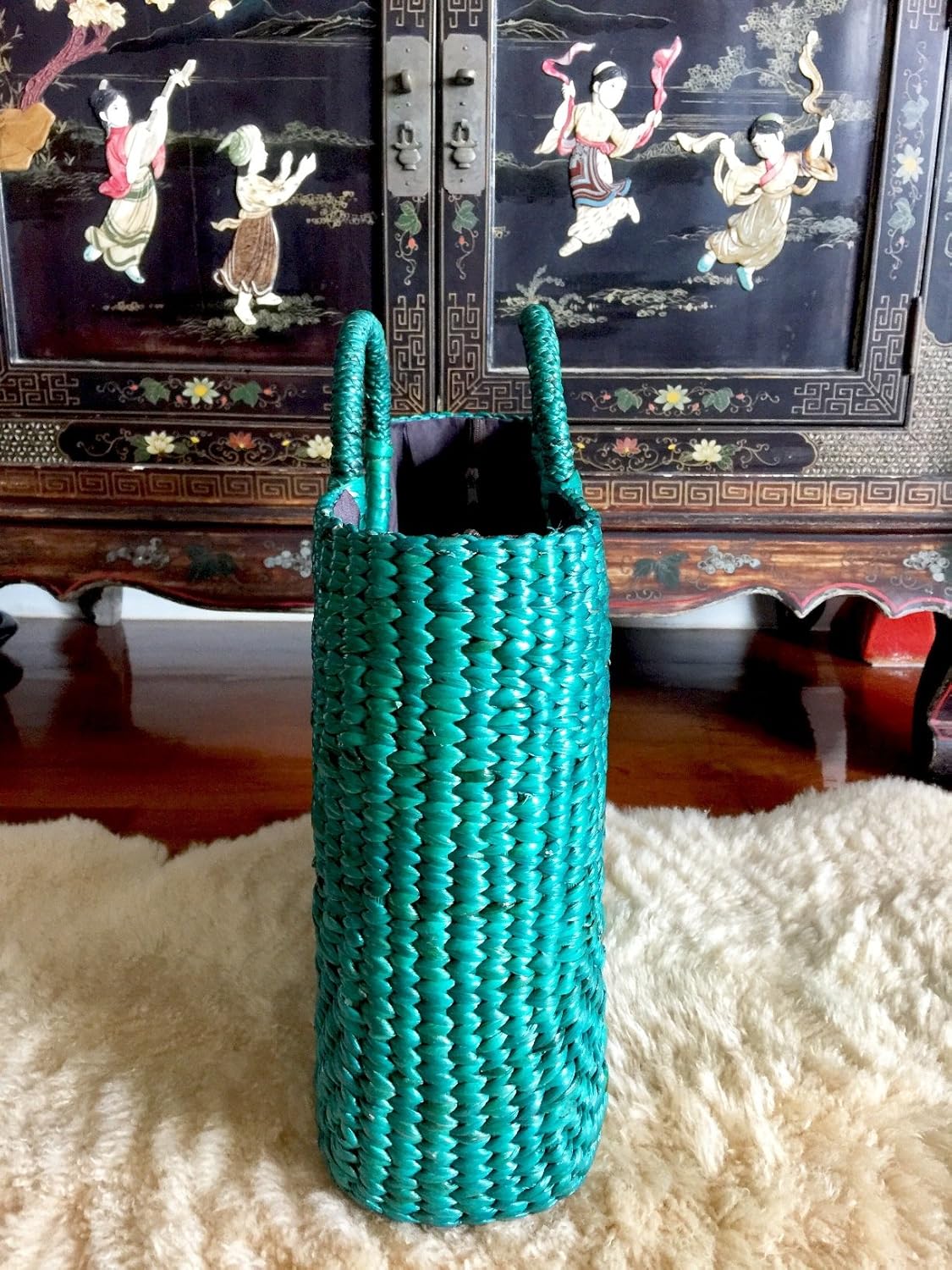 InfinityLoveCo Green Straw Bag,Straw Basket Tote,Straw Basket Bag,Market Basket Bags,Summer Straw Bag,Straw Basket Purse,Straw Tote Beach Bag,Straw Tote - Image 3