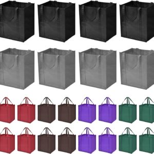 JERIA 24-Pack Reusable Grocery Bags，Large Washable Foldable Shopping Bags，Heavy Duty Tote Bags with Reinforced Handles