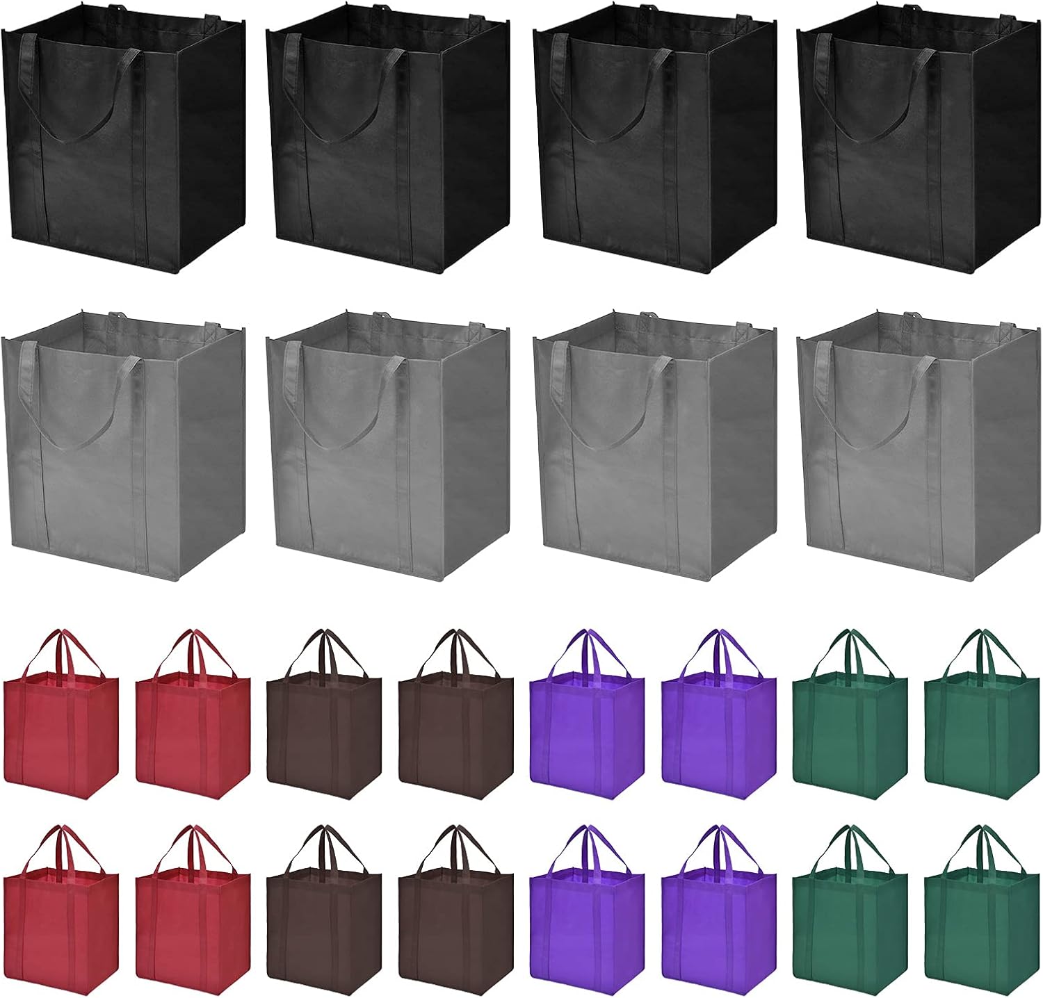 JERIA 24-Pack Reusable Grocery Bags,Large Washable Foldable Shopping Bags,Heavy Duty Tote Bags with Reinforced Handles