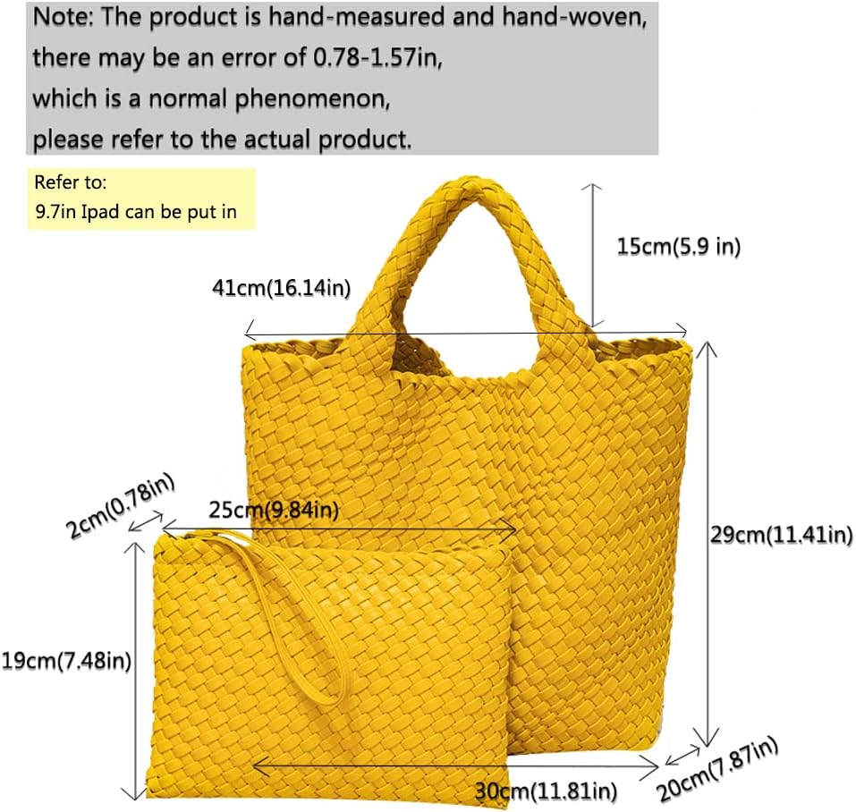 JINMANXUE Fashion Woven Bag Shopper Bag Travel Handbags and Purses Women Tote Bag Large Capacity Shoulder Bags - Image 2