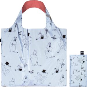LOQI Moomin Family Pattern Tote Bag, Gray, 19.7 x 16.5 inches, Adult Women, Everyday Use