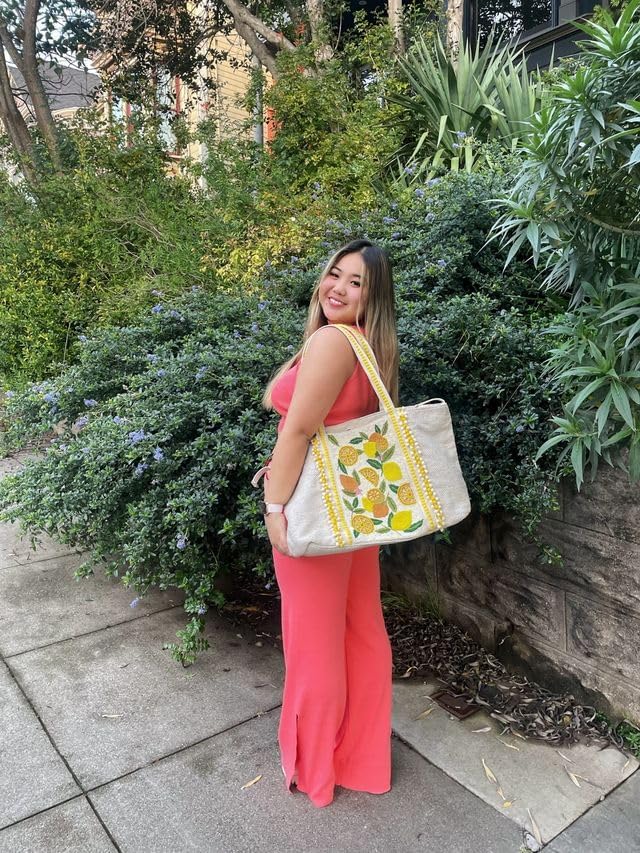 Make Lemonade Tote – Lemon Yellow Hand-Beaded Summer Tote Bag - Image 7