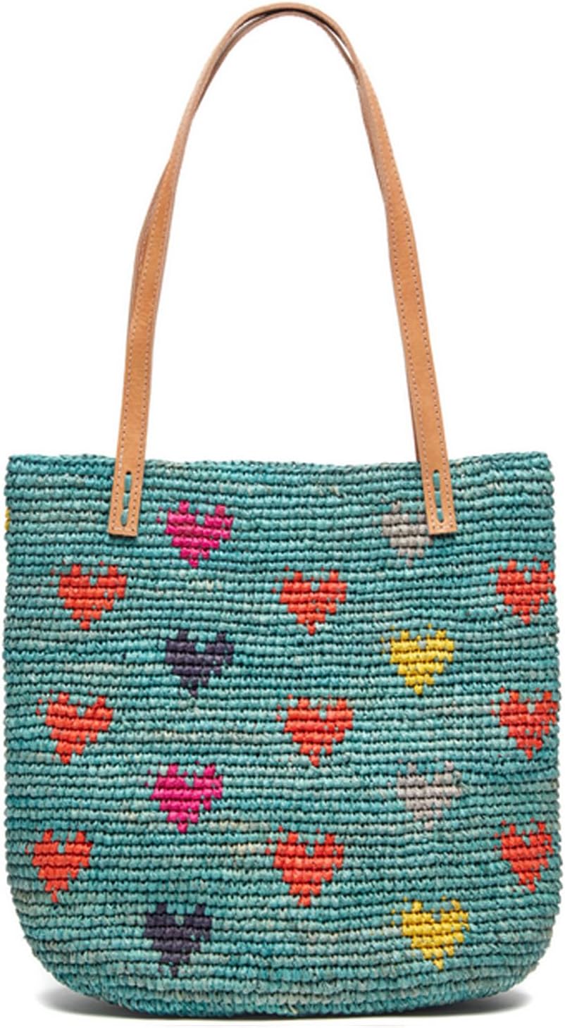 MAR Y SOL Women's Amelie II Hearts Crocheted Raffia Straw Mini Tote Bag - Image 4