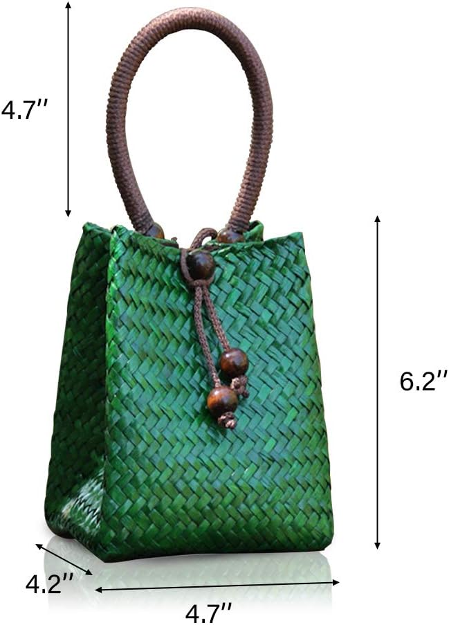 Mini Green Straw Rattan Tote Handbag - Image 7