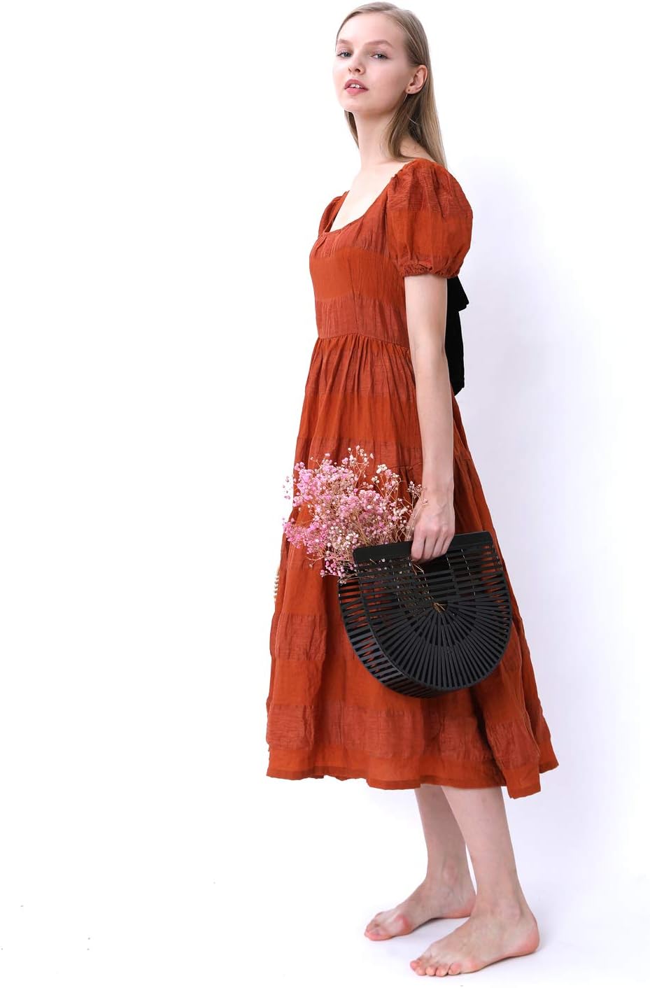 Miuco Womens Bamboo Handbag Handmade Large Tote Beach Bag - Image 4