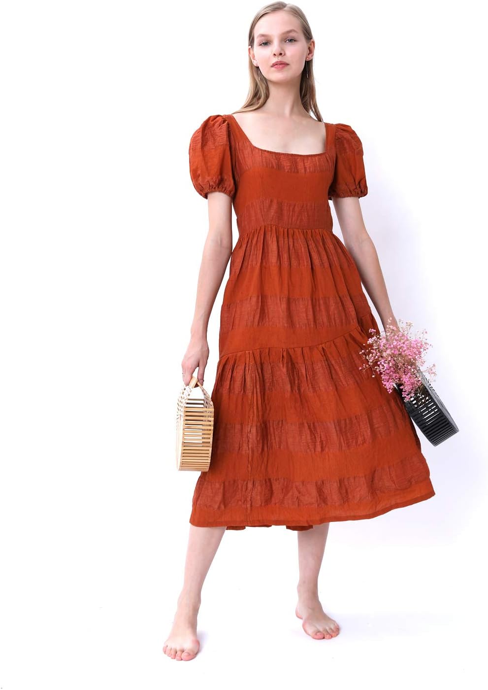 Miuco Womens Bamboo Handbag Handmade Large Tote Beach Bag - Image 5