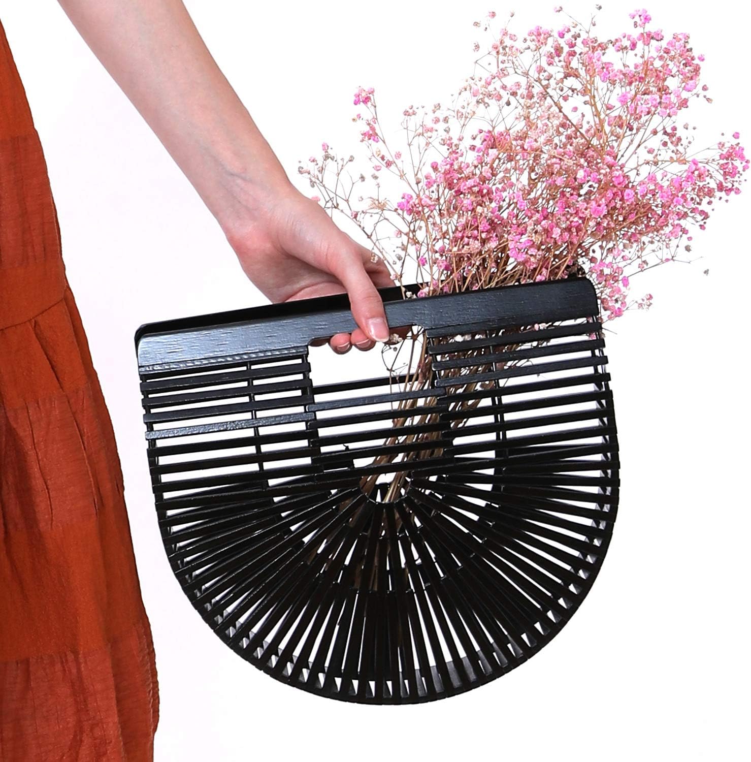 Miuco Womens Bamboo Handbag Handmade Large Tote Beach Bag - Image 8