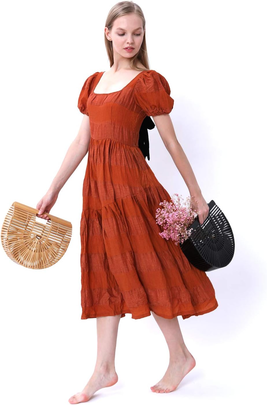 Miuco Womens Bamboo Handbag Handmade Large Tote Beach Bag - Image 7